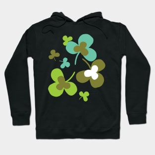 Happy Green Clover Leaves Silhouette Art II Hoodie